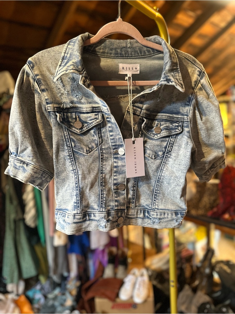 Risen Women's Light Wash Denim Jean Jacket